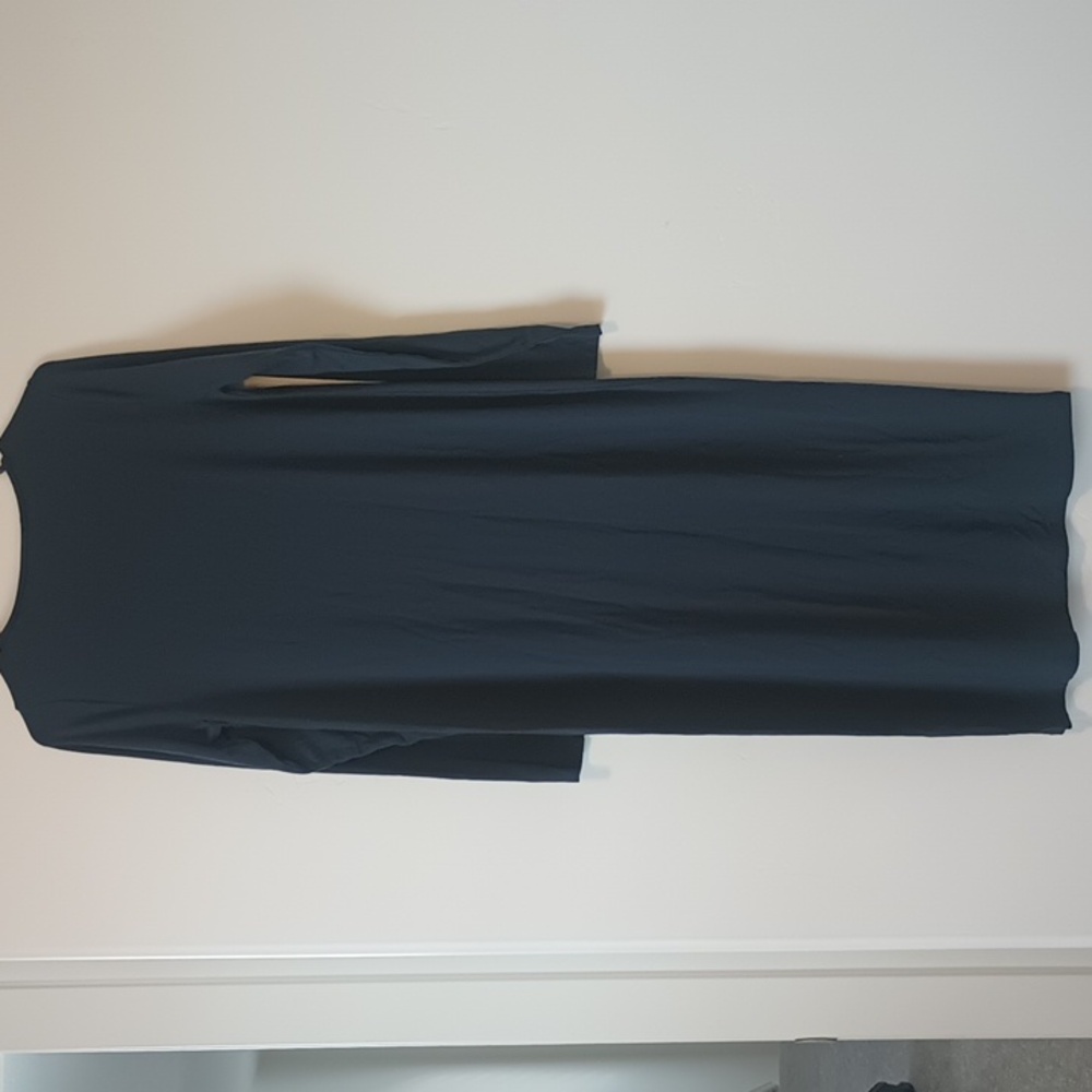 Eileen Fisher Blue Sheath Dress Long Sleeve Crew Neck Slim Fit Dress - Picture 7 of 8